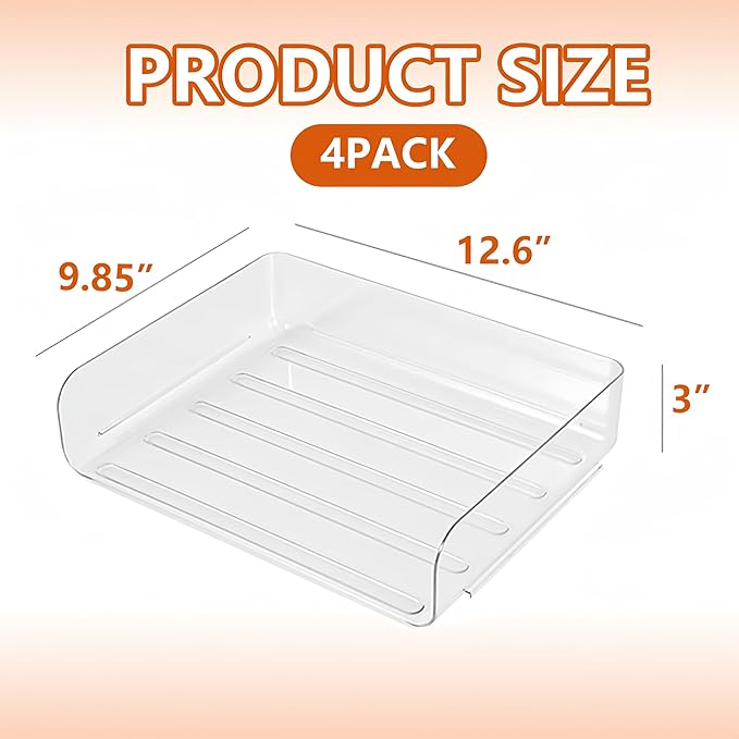 Desk Organizer Stackable Desk Paper Letter Tray Organizer Office Desktop File Paper Holder Book Storage Organization Rack (Clear, 4 x Standard Entry)-DeskLoop Office