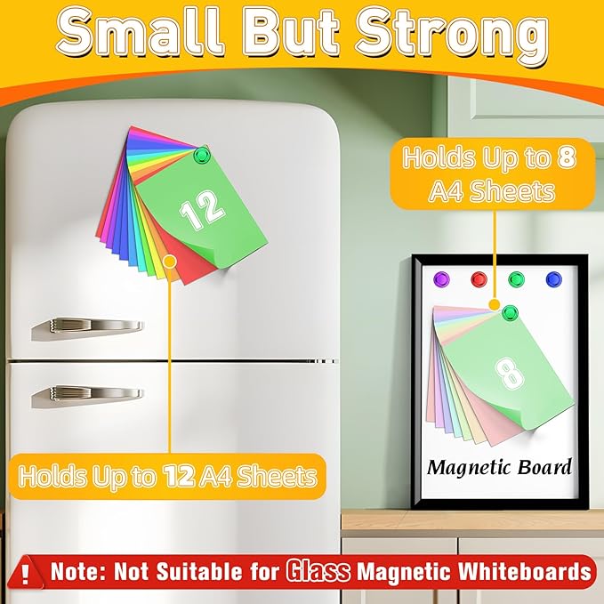 VNDUEEY Magnets for Fridge, Mini Refrigerator Colored Magnets for Whiteboard Classroom Strong Magnetic Push Pins Office Dry Erase Board Cute Decorative Magnetic Clips Heavy Duty Gadgets, 16 Pack-DeskLoop Office