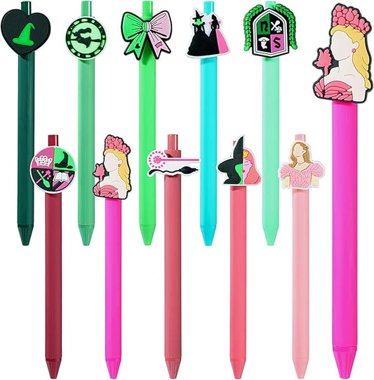 10 Pcs Halloween Ballpoint Pen DIY Retractable Gel Ink Pen Princess and Witch Cartoon Pens for Office Stationary Writing Pen Party Favors-DeskLoop Office