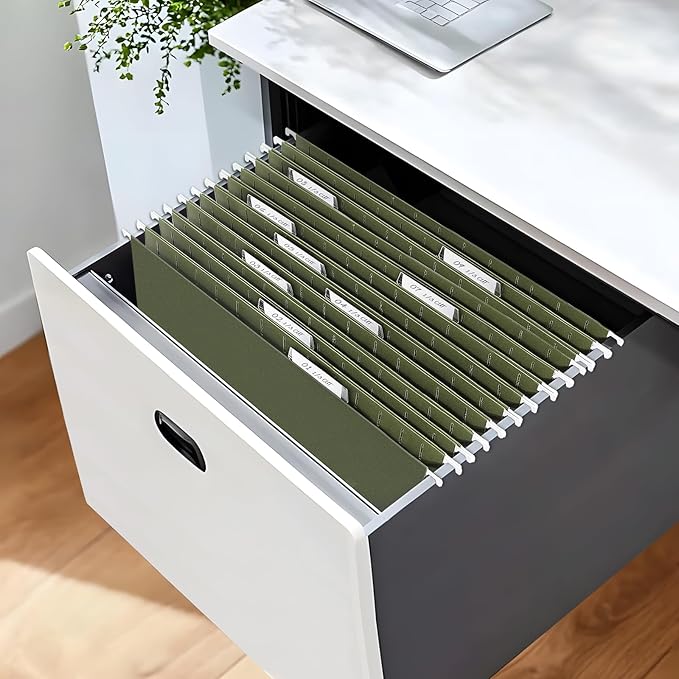 SUNEE Hanging File Folders Legal Size,25 Pack Reinforced Hang Folders, Adjustable 1/5-Cut Tabs, Designed for Bulky Files, Filing Cabinet, Standard Green-DeskLoop Office