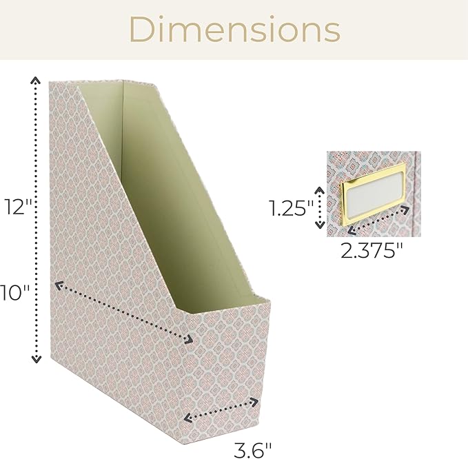 BLU MONACO Foldable Magazine File Holder Set of 4 with Moroccan Tile Design – Decorative Cardboard Magazine Organizer for Home, Office & Dorm Room – Stylish Magazine Storage Solution-DeskLoop Office