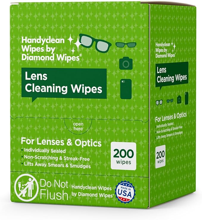 HandyClean Pre-Moistened Lens Cleaning Wipes, Eyeglass Wipes, Screen Wipes, Case of 8 Boxes - 200 ct of 6 x 5 inches Individually Packed Lens Cleaner Wipes-DeskLoop Office