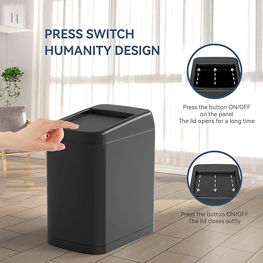 ELLO&ALLO Garbage Can Motion Sensor Trash Can 13 Gallon for Kitchen with Roll Up Lid, Automatic Touchless High-Capacity Black Waste Bin-DeskLoop Office