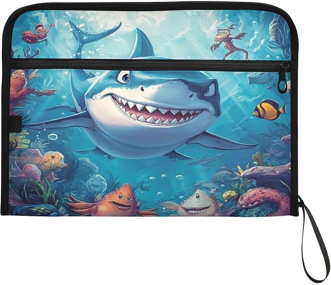 Cartoon Shark in Ocean Accordion File Organizer Expanding Document Folder - Image 7