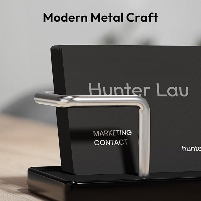 NIUBEE Acrylic Business Card Holder: Metal Business Card Display Stand for Desk - Frosted Name Card Organizer for Office, Reception, Desktop (Silver) - 2pack-DeskLoop Office