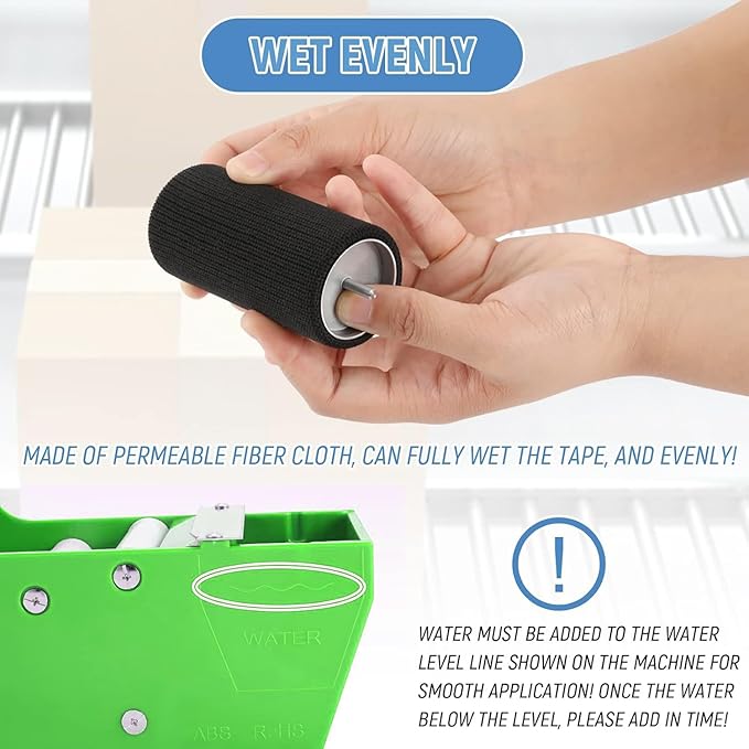 Water-Activated Tape Dispenser, Manual Kraft Gum Tape Dispenser, Width Adjustable 1.18-3.15", Light Weight & Portable Packing Tape Dispenser Set, Green-DeskLoop Office