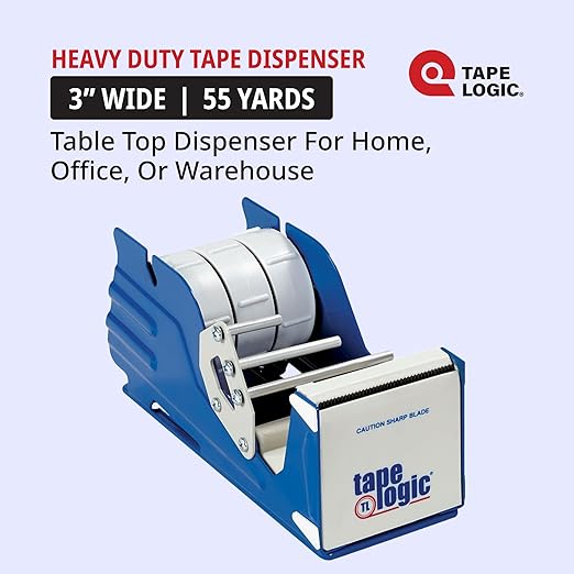 Tape Logic 3" Multi Roll Tape Dispenser - Heavy Duty Desk or Table Top Tape Dispenser with Non-Skid Base for Home or Office, Supplies for Packing, Shipping, Moving, & Mailing-DeskLoop Office