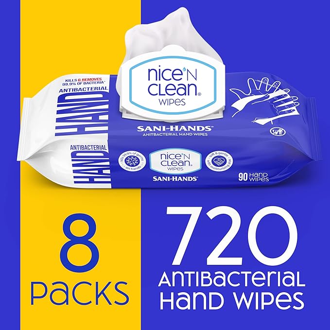 Nice 'N CLEAN Sensitive Skin Wet Hand Wipes 90ct (8-Pack) | Infused with Aloe | Hypoallergenic Wipes More Effective than Gel-DeskLoop Office