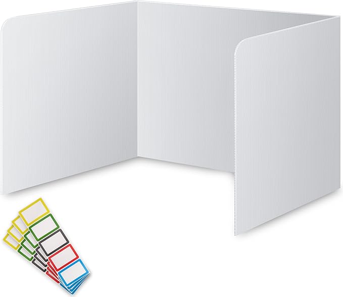 22 Pack Classroom Privacy Shields for Student Desks - Easy to Clean Plastic Sneeze Guard Folder Desk Divider Study Carrel - Classroom Materials for School Teachers - Includes Extra Labels-DeskLoop Office