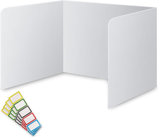 22 Pack Classroom Privacy Shields for Student Desks - Easy to Clean Plastic Sneeze Guard Folder Desk Divider Study Carrel - Classroom Materials for School Teachers - Includes Extra Labels-DeskLoop Office