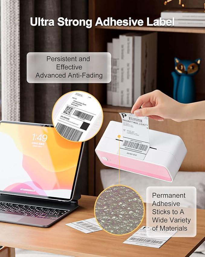 Phomemo 4x6 Shipping Labels, 500 PCS Fan-Fold Thermal Labels, Compatible with MUNBYN,JADENS,Nelko,Phomemo 241bt,243BT, D450BT,D520BT,2411BT Label Printer,Water/Oilproof Label Stickers for Address Mail-DeskLoop Office