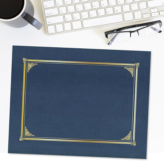 Classic Linen Document Covers, 12.5” x 9.75”, Navy Bue (25 Pack)-DeskLoop Office