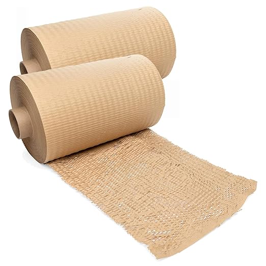 IDL Packaging 15" x 1400' Refill Roll (Pack of 2) for MP-1400USN HexcelWrap Honeycomb Packing Paper Station, Brown - Protective Kraft Paper with Interlocking Slit Design for Shipping-DeskLoop Office