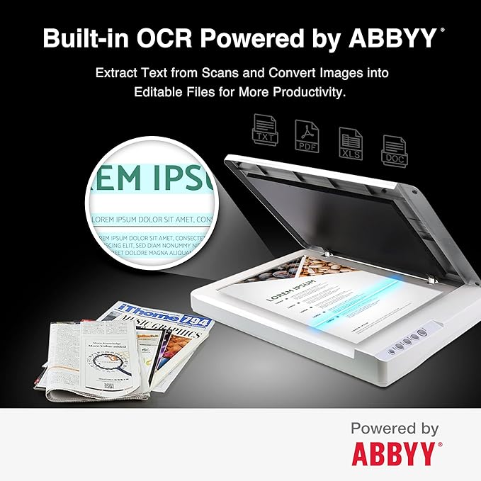 Plustek OS1180 - Flat Scanner for Graphics and Documents in A3 Format, Design Suitable for Libraries, Schools or Small Offices - Scanning A3 Documents in Approximately 9 Seconds-DeskLoop Office