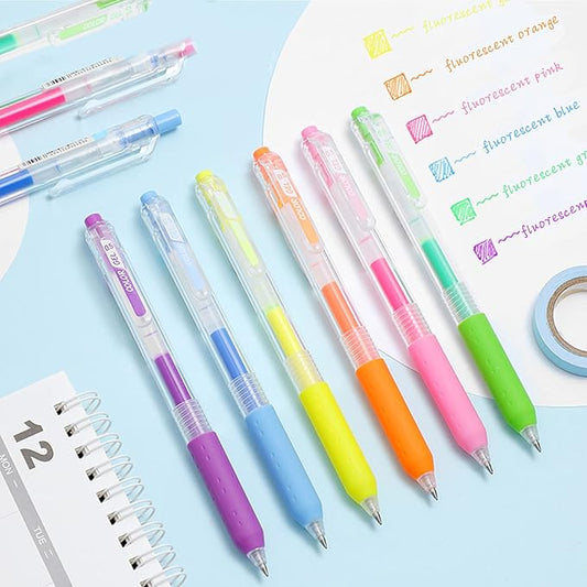 Luminous colors Journal Planner Pens Colorful 0.5mm Markers Fine Tip Drawing Pen Porous Fineliner Pen for Bullet Journaling Writing Note Taking Coloring Art Office School Supplies (6 luminous colors)-DeskLoop Office