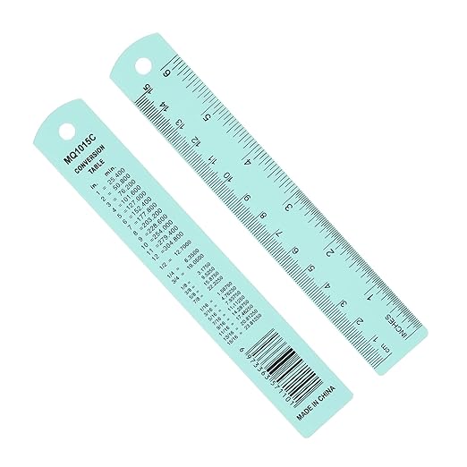 PATIKIL 15cm/6" Metal Ruler, 2 Pack Aluminum Alloy Rulers with Centimeters, Millimeters, Inches and Conversion Table Straight Edge Ruler for Writing Machinist Drafting, Blue Green-DeskLoop Office