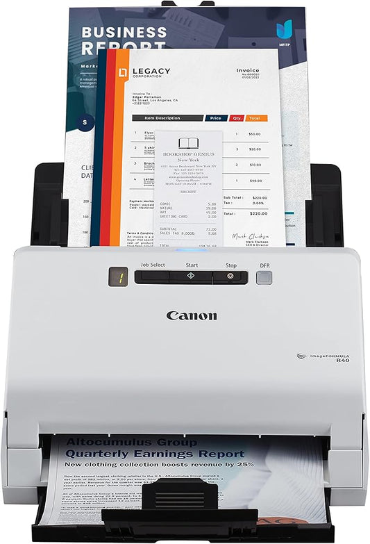 Canon imageFORMULA R40 Office Document Scanner Receipt Edition, for PC and Mac, Scan & Extract Data to QuickBooks Online, Color Duplex Scanning, Auto Document Feeder, Easy Setup for Office Or Home Use-DeskLoop Office