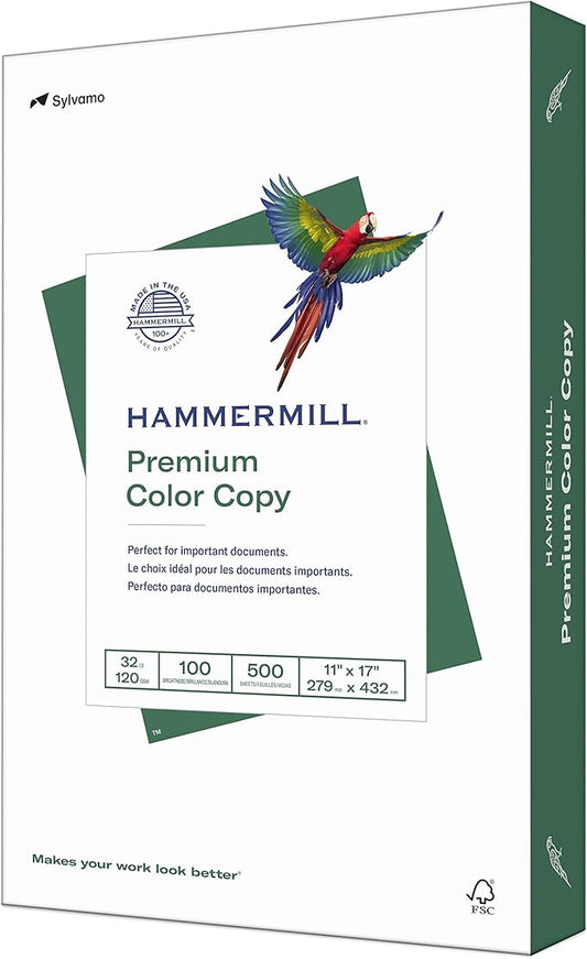 Hammermill Printer Paper, Premium Color 32 lb Copy Paper, 11 x 17 - 1 Ream (500 Sheets) - 100 Bright, Made in the USA, 102660R-DeskLoop Office