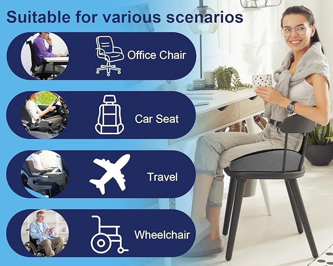 Premium Orthopedic Seat Cushion,X Large Breathable Office Chair Cushion - Enhanced Hip & Tailbone Support,Pressure Relief Sciatica & Leg Relief Let 8+ Hour Sitting Comfort, for Office/Game/Wheelchair-DeskLoop Office