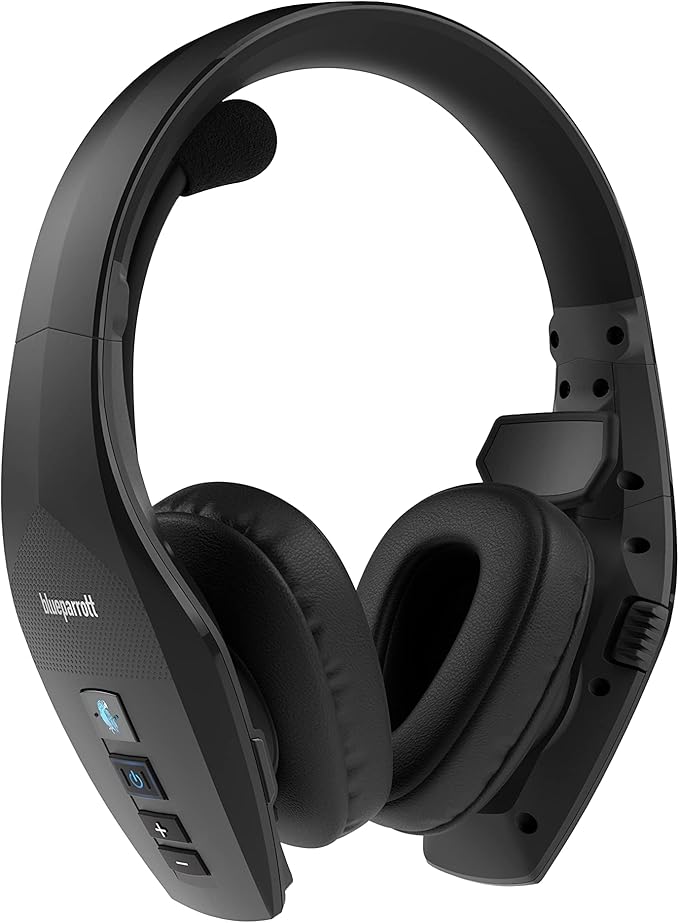 BlueParrott S650-XT Bluetooth Wireless Headphones 96% Noise Canceling Over Head Trucker Headset with Mic, 2-in-1 Convertible Stereo to Mono with ANC, IP54-Rated Protection, 36 hrs. Talk Time, Black-DeskLoop Office