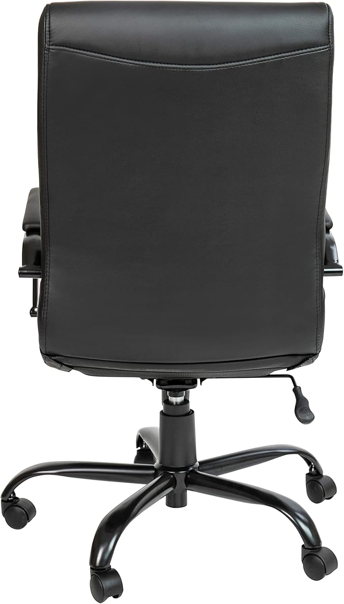 Flash Furniture Whitney High-Back Swivel LeatherSoft Desk Chair with Padded Seat and Armrests, Adjustable Height Padded Office Chair, Black-DeskLoop Office