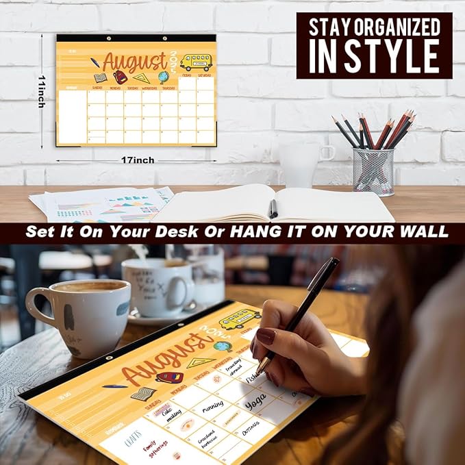 Large Doodle Teacher Desk Calendar 2025-2026 25-26 Teacher planner 17-Month 2025-2026 Desk Desktop Holiday Monthly classroom Calendar 2025 August 2025-December 2026 with Holiday Planner Stickers-DeskLoop Office