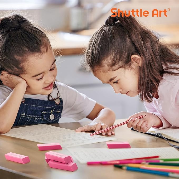 Pink Erasers, Shuttle Art 120 Pack Pink Erasers Bulk for School, Office, Latex-Free Soft Eraser for Kids, Teachers as School Supplies-DeskLoop Office