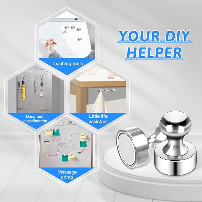 20Pack Magnets for Whiteboard Strong Fridge Magnets Silver Push Pin Refrigerator Locker Magnets for School and Home-DeskLoop Office