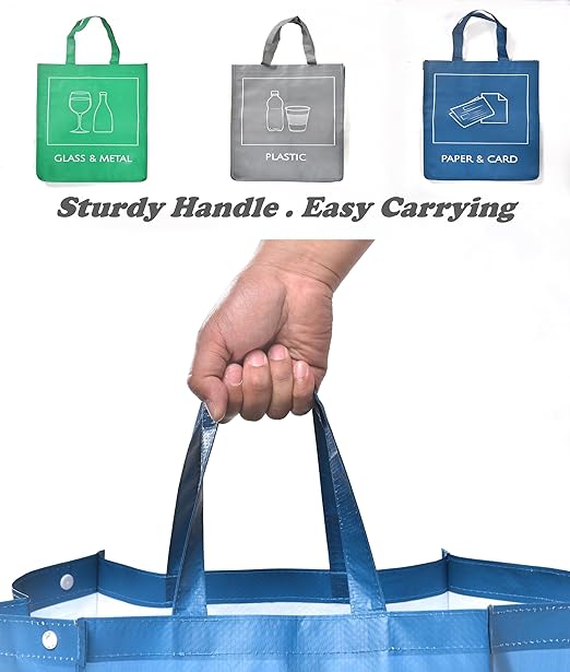 YOUNG DA Reusable Recycle Bags, 3-Piece Separate Recycling Bin Set for Home, Kitchen, and Office - Waterproof Recyclable Waste Sorting Organizer-DeskLoop Office