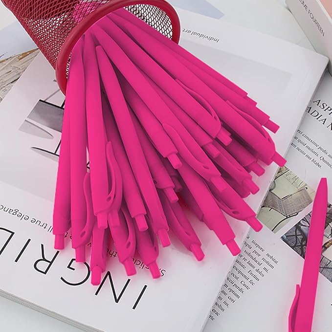 deegtran Pens Bulk, 100 Pack No Bleed Hot Pink Barrel Click Pens, Wholesale - Image 6