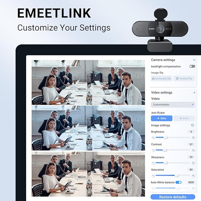 EMEET 2024 Upgraded C960 Webcam for PC, Autofocus, 1080P HD, 73° View Angle, Computer Camera w/Privacy Cover and Microphone, Plug and Play USB Webcam for Video Calling/Zoom/Teams/Google Meet-DeskLoop Office