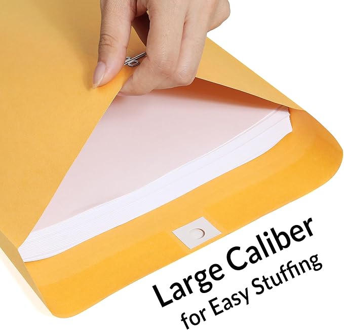 SUNEE 10x13 Clasp Envelopes 100 Count - 10x13 Inch Brown Kraft Envelopes with Clasp Closure – for Home, Office, Business, Legal or School, Great for Filing, Storing or Mailing Documents-DeskLoop Office