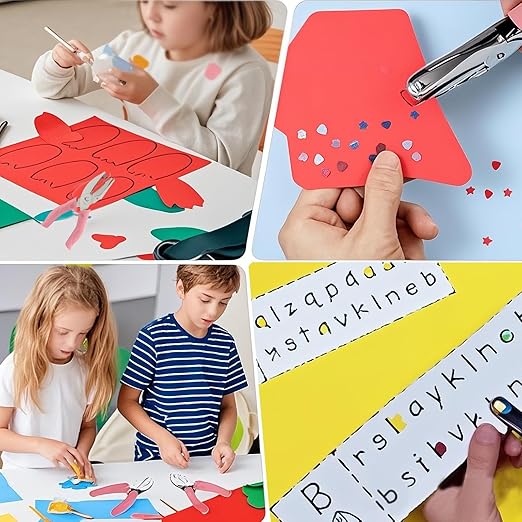 Handheld Hole Paper Punch Kit, Heart and Star Hole Punch, 1/4 Inch Metal Single Hole Puncher with Soft Grip Handle for DIY Craft, Scrapbooking, Tags, Paper Projects-DeskLoop Office