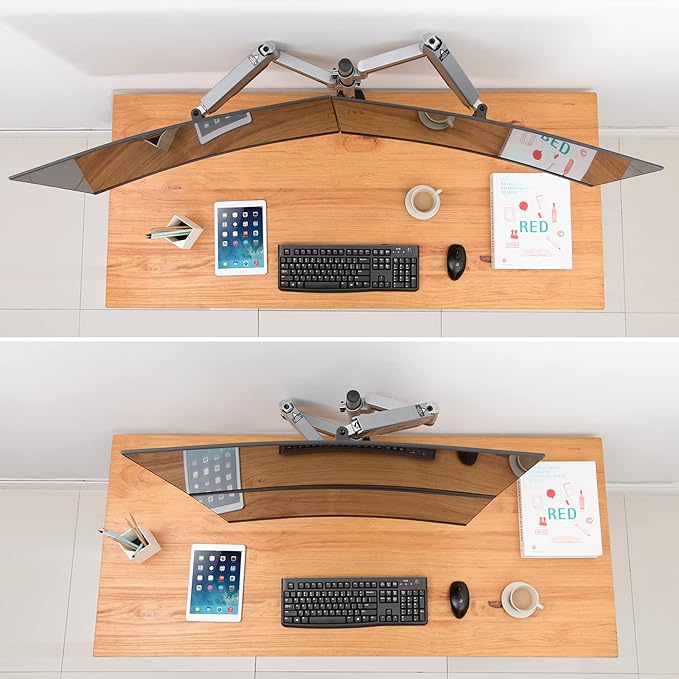 AVLT Dual 17"-32" Stacked Monitor Arm Desk Mount for 2 Flat or Curved Screens, Full Motion Height Adjustable with Swivel, Tilt, Rotation, Extra Tall, VESA, C-Clamp or Grommet Base-DeskLoop Office