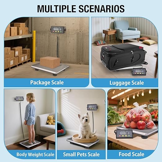 SurmountWay Large Shipping Scale, 440lb/0.35oz Digital Postal Scale with Tare/Count/Auto-Off Function, High Accurate Shipping Scale for Packages,Small Business,Luggage,Warehouse,Home (15.3"x11.8")-DeskLoop Office