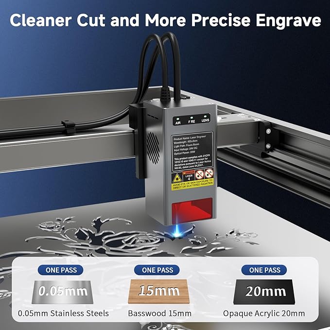 Creality Falcon2 Pro 22W Laser Engraver, Enclosed Laser Cutter with Air Assist, HD Camera Positioning, Auto Fan, Class 1 Safety Laser Engravering Machine for Wood and Metal, Acrylic-DeskLoop Office