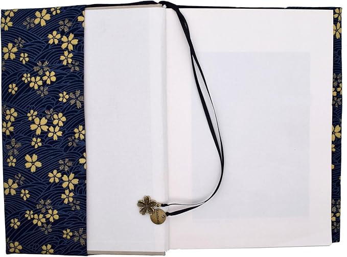 BLBMH 5.5x8.5 inch Book Covers for Paperbacks Adjustable Book Cover for Women Book Lovers Gifts Bible Novels Journal Soft Cloth Protector - Blue Sakura 8.5in-DeskLoop Office