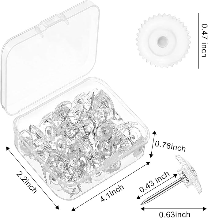 Lunies 100 PCS Clear Push Pins, Plastic Thumb Tacks for Wall, Wall Tacks for Hanging, Standard Clear Plastic Head and Steel Point Push Pins for Cork Board-DeskLoop Office