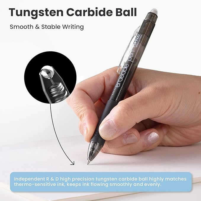 ParKoo 20 Pack Retractable Erasable Gel Pens Clicker, Fine Point 0.7 mm, Make Mistakes Disappear, Black Blue Pens for Writing, Journaling and Crossword Puzzles-DeskLoop Office