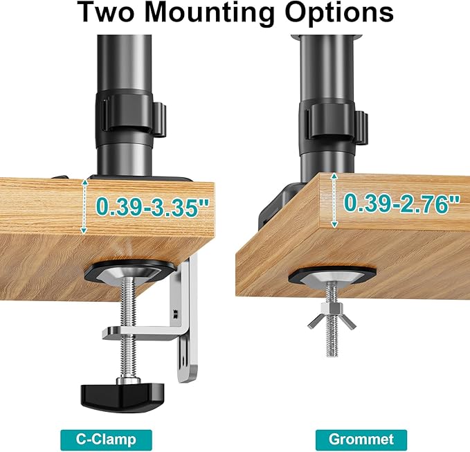 MOUNT PRO Dual Monitor Mount for 13-32" Computer Screen, Tall Monitor Stands for 2 Monitors, Adjustable Gas Spring Double Vertical Monitor Desk Mount, Each Arm Holds 4.4 to19.8lbs, VESA Mount, Black-DeskLoop Office