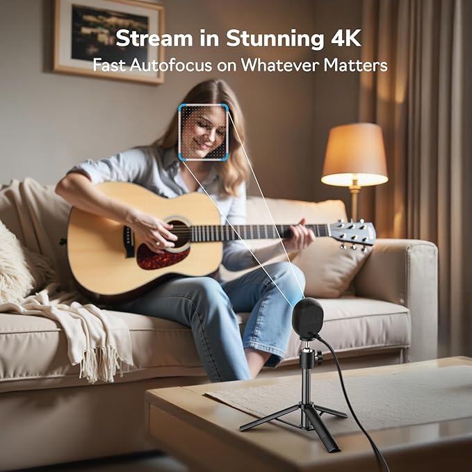 EMEET Piko 4K Webcam for Streaming, World’s 1st Dual-Camera AI-Powered 4K Camera w/AI Autofocus, 3 Mics Array&3 Sound Modes, USB Webcam with Clip, Great for Streaming, Desk Setup and Creative Gifts-DeskLoop Office