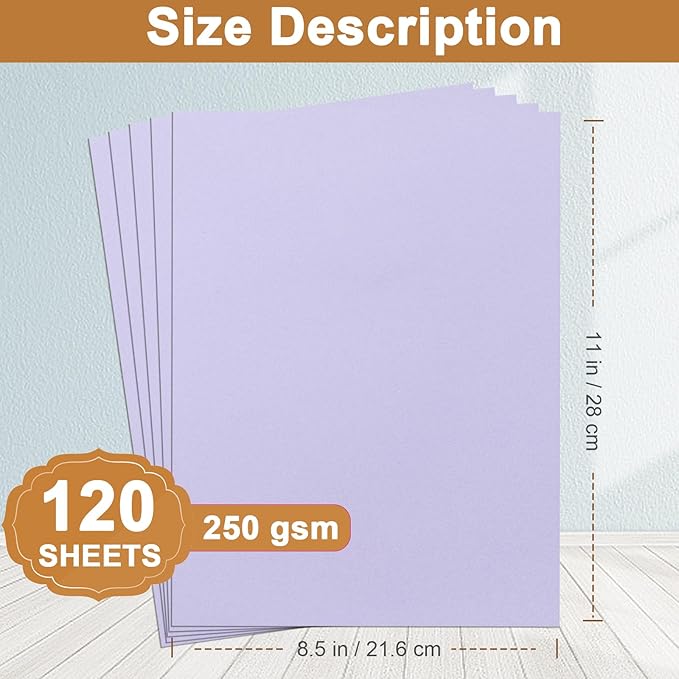120 Sheets Purple Cardstock 8.5 x 11 Certificate Paper, 92lb Heavyweight Card stock Printer Paper for DIY Card Making, Greeting Cards, Wedding Invitations, Graduations-DeskLoop Office