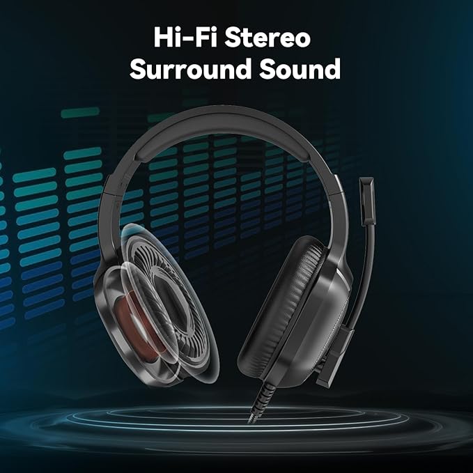 Gaming Headset with Microphone for Pc, Xbox One Series X/s, Ps4, Ps5, Switch, Stereo Wired Noise Cancelling Over-Ear Headphones with Mic, RGB, for Computer, Laptop, Mac, Nintendo, Gamer (Black)-DeskLoop Office