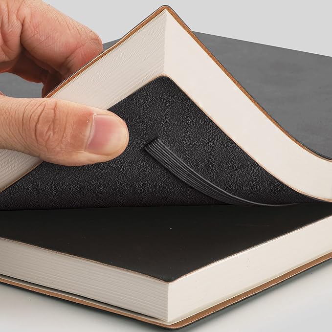 AHGXG Bullet Dotted Journal 2 Pack - B5 Large Journal Dot Grid Notebook (7.6'' X 10'') with Thick 120gsm Dot Paper, Soft Leather Cover, Total 384 Pages, Inner Pocket - Black-DeskLoop Office