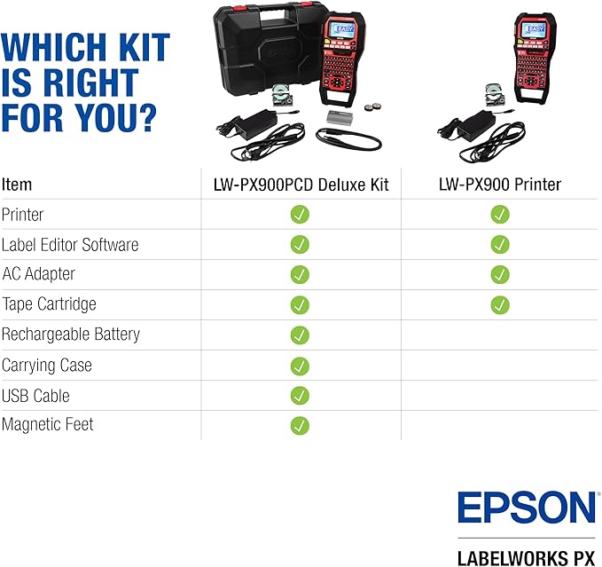 LABELWORKS Epson LW-PX900PCD Industrial Label Maker Kit - Complete Kit with Accessories, Compatible with All Epson PX Tape Types, Portable Handheld Label Printer-DeskLoop Office