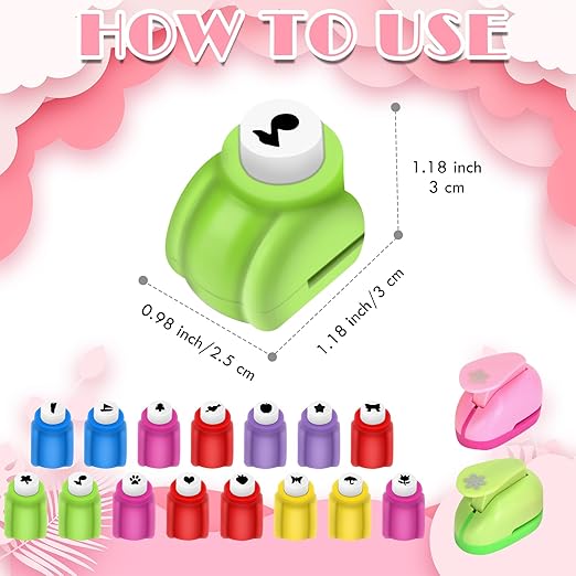Paper Punches, Punch Craft Set Punches, Hole Punch Shapes Scrapbooking Supplies for Kindergarten Teacher Office Supplies and DIY Arts (Cute 2pcs + Mini 15pcs)-DeskLoop Office