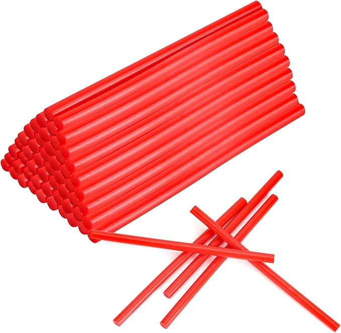 MATUFF Red Hot Glue Sticks Mini 0.27" x 5.9 inches, Colored Hot Melt Mini Glue Sticks for All Temperature Mini Glue Guns, for DIY Craft Arts and Wedding Cards, Stamp Sealing, Bulk Red hot Glue 60 Pack-DeskLoop Office