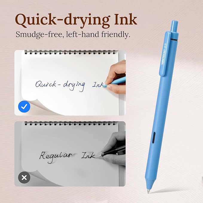 WRITECH Fine Point Gel Pens: 8ct 0.5mm Multi Colored Ink Colors Retractable Pen for Smooth Writing Note Taking Journaling Assorted Coloring No Bleed & Smear & Smudge (Vintage Set)-DeskLoop Office