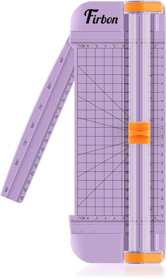 Firbon Purple A5 Paper Cutter, Straight Small Paper Trimmer with Side Ruler for Scrapbooking Craft, Paper, Coupon, Label, Cardstock-DeskLoop Office