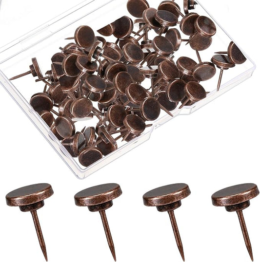 30 Pieces Push Pins, Metal Thumb Tacks for Picture Photo Hanging, Wall Pins for Board Posters Bulletin Maps, Wall Tack for Office Home Decorative(Red Bronze)-DeskLoop Office